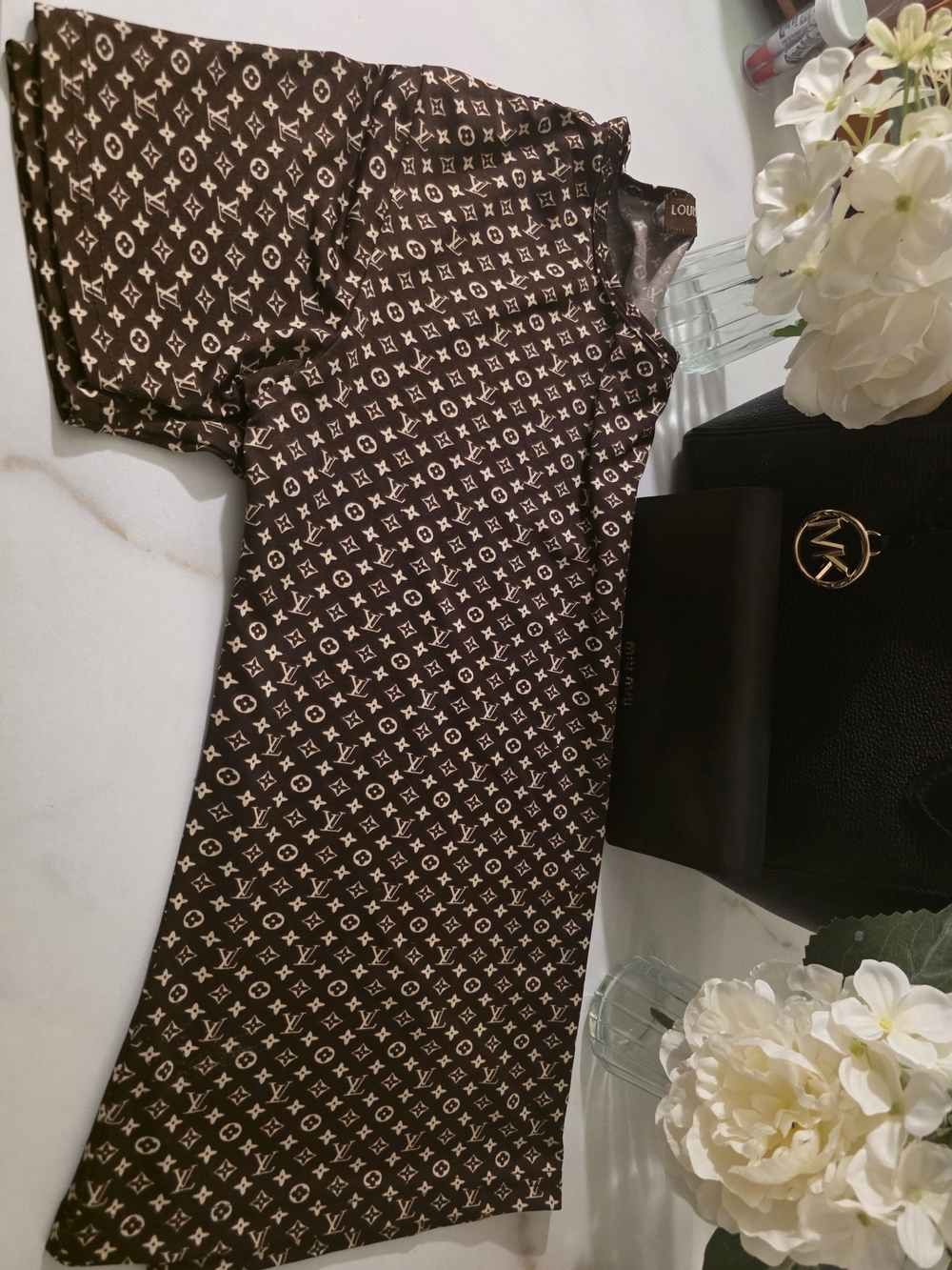 Louis Vuitton Brown and Cream Monogram Short Sleeve Tee
